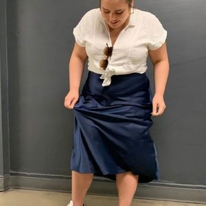 Universal Standard Midi Bias Skirt in Navy